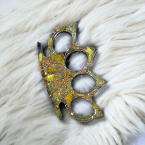 Yellow Clear Floral Resin Decorative Keychain Accessory (Z078)